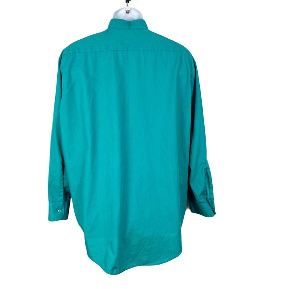Vintage Chaplin Button Down Shirt Men XL Green Long Sleeve Tuxedo Solid Formal - Picture 2 of 14